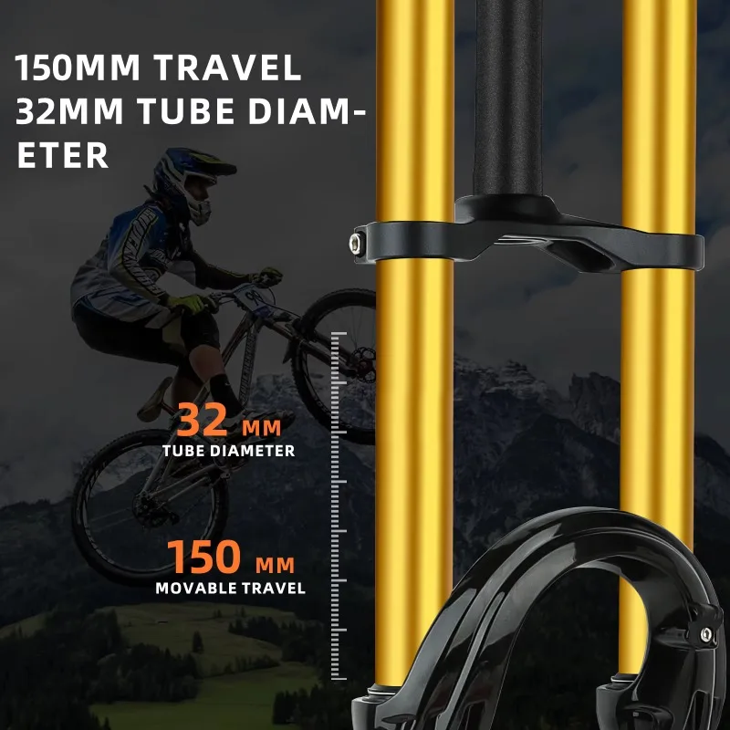 BOLANY Double Crown MTB Air Suspension Fork 27.5/29 Inch 9x100mm Quick Release