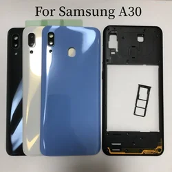 For Samsung Galaxy A30 2019 A305 A305F Middle Frame Bezel + Battery Back Cover Rear Door Housing Case With Camera Frame Lens