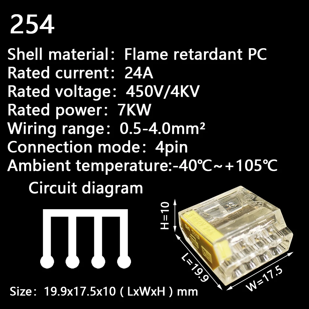 Wire Connectors 252/253/254/255 Compact Mini Fast Wiring Cable Conector For Junction Box Conductors Push-in Terminal Block