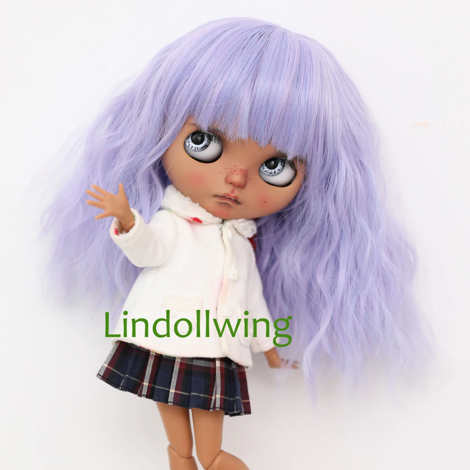 

9-10 inch Blyth Purplish Blue Wig A Collection Of Instant Curly Hair