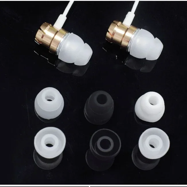 Two Layer Silicone Eartips Universal In-ear Earphone Replacement Earplugs Earbud Noise Reduction Ear Pads Headphone Protector