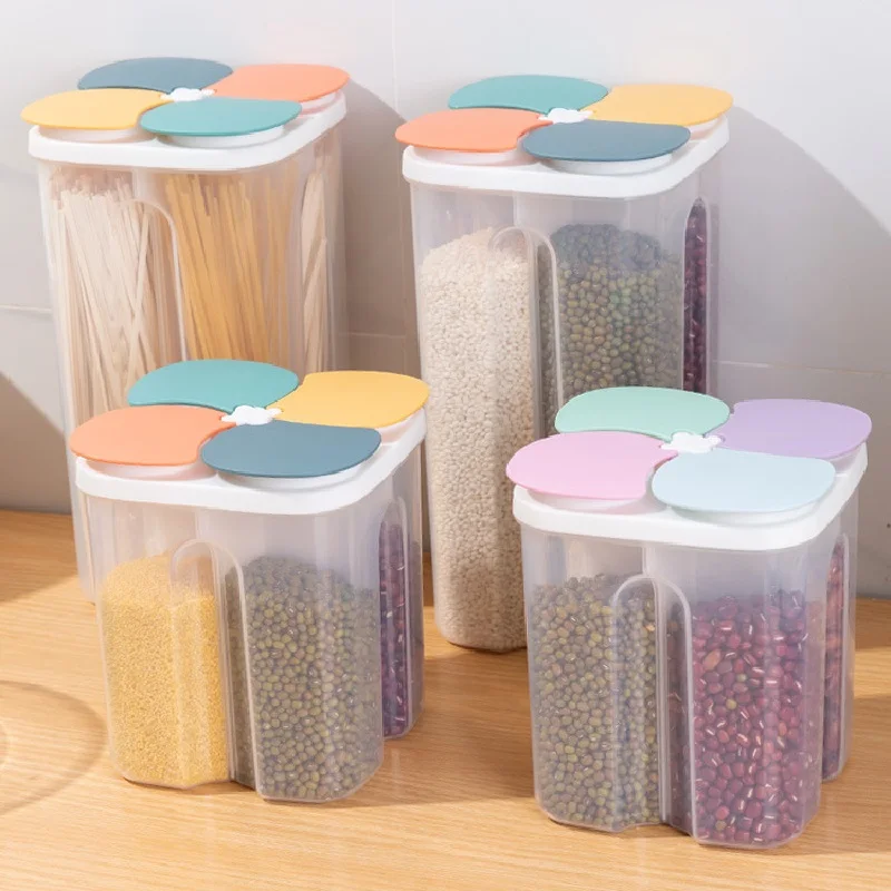 1.5L/2.3L Kitchen Storage Box Food Storage Containers Grain Sealed Moisture Proof Grain with Lid Kitchen Keep Fresh Supplies