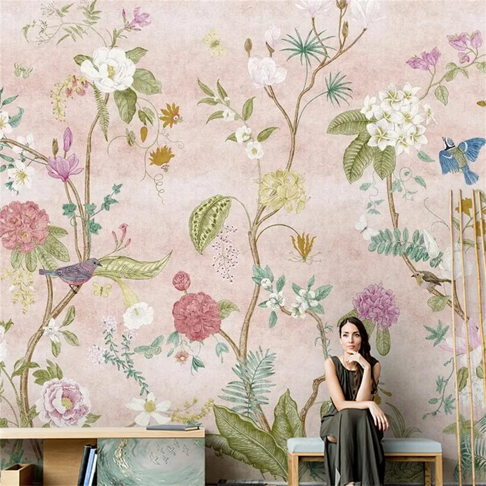 Custom Flower and bird mural wallpaper wall cloth background art wall paper bedroom peony wallpaper for living room camellia 3D