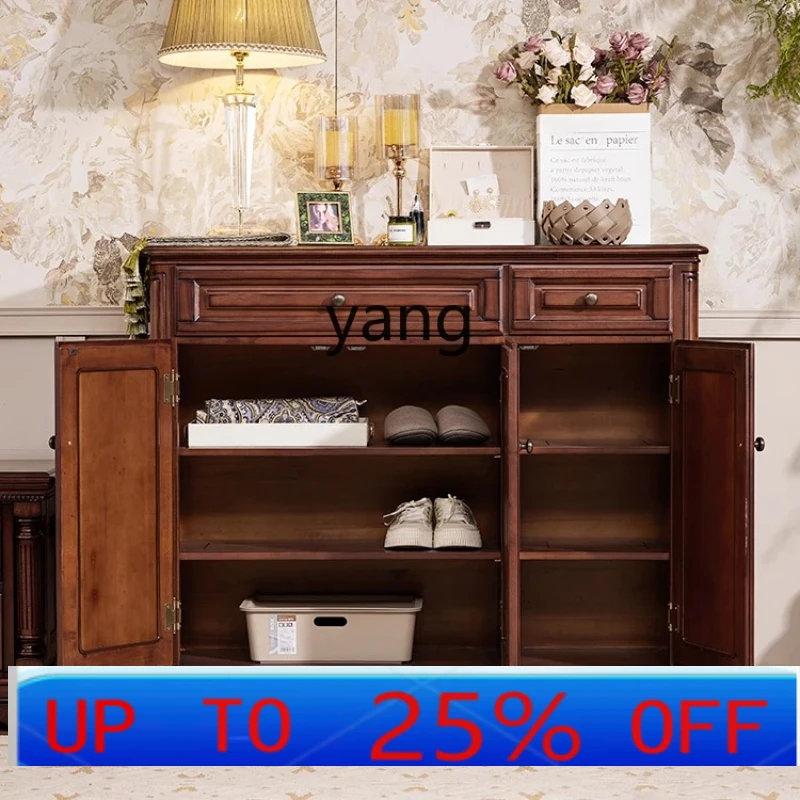 

LH all-solid wood shoe cabinet household entrance entrance entrance three-door living room storage locker