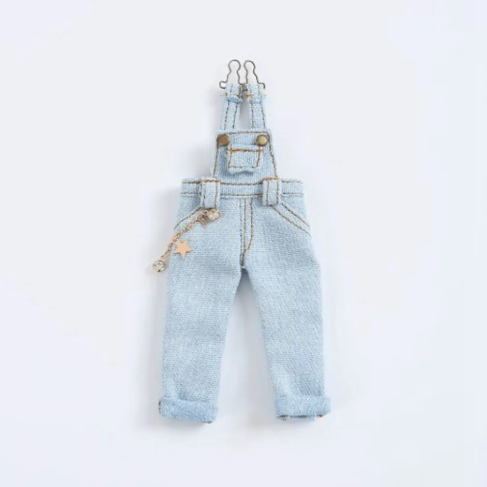 

Fashion Doll Princess Pants Cute Kids Toys Jeans Overalls Clothes Casual Wears Doll Straps Denim Trousers for 1/12 Dolls