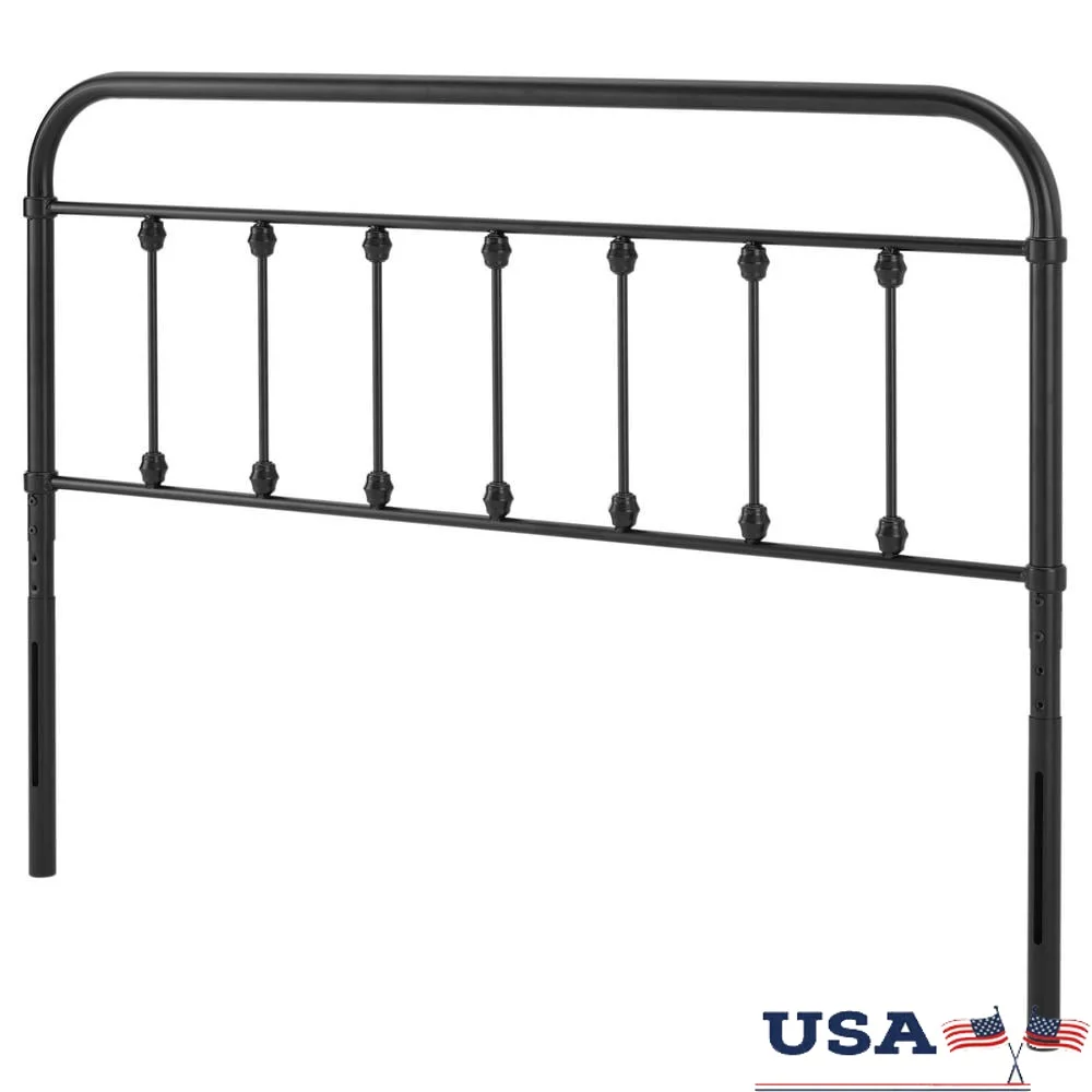 

Modern Farmhouse Twin Metal Headboard Height Adjustable Powder Coated Iron Rustic Design Seven Mounting Positions Easy Assembly