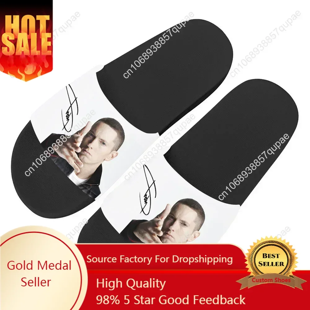 

Eminem Slippers Home Water Shoes Rapper Rock Star Men Women Teenagers Beach Pool Sandals High Quality Custom Summer Slipper