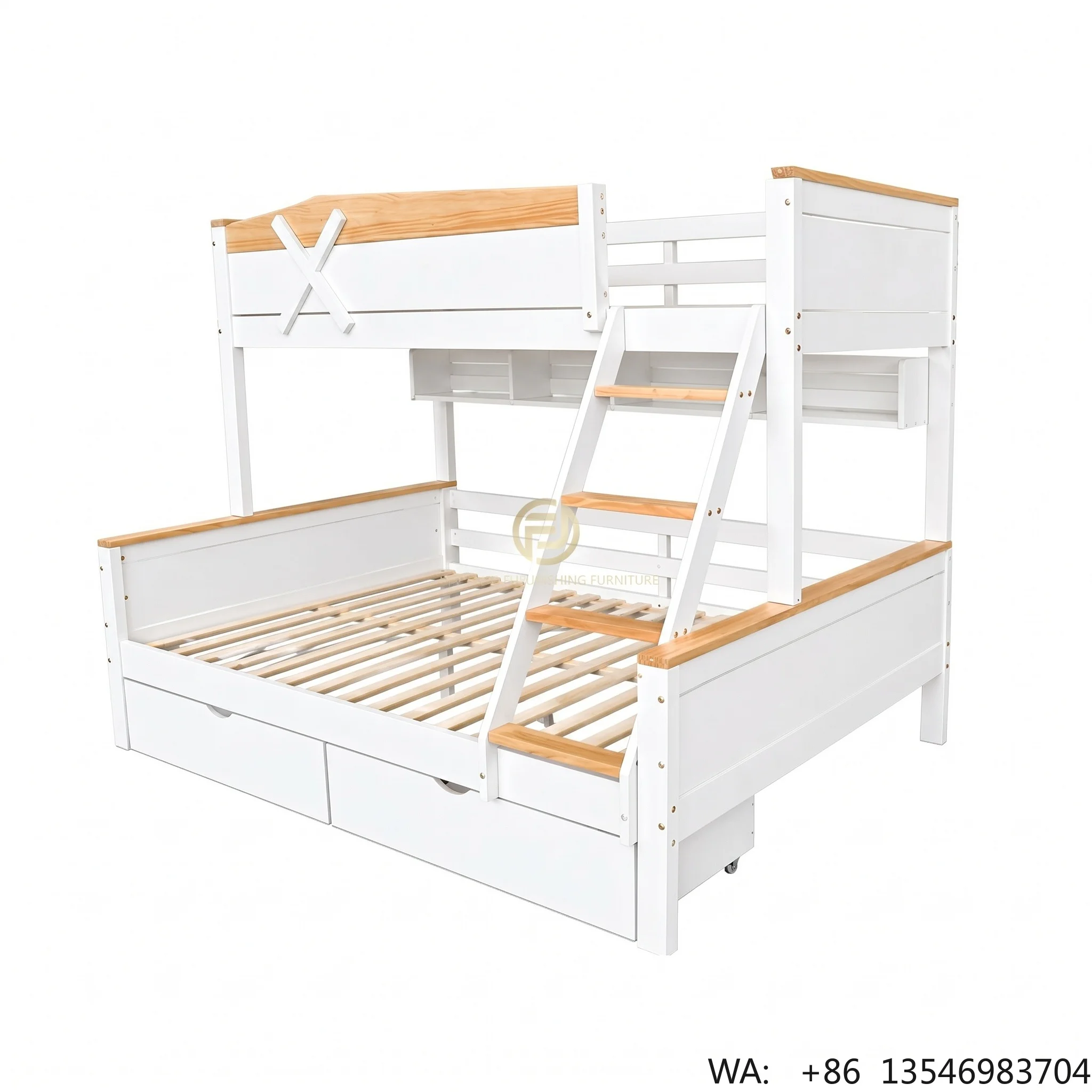 Creative Playhouse Kids Bunk Bed with Slide and Ladder Solid Wood Children Bed Frame for Boys and Girls Bedroom