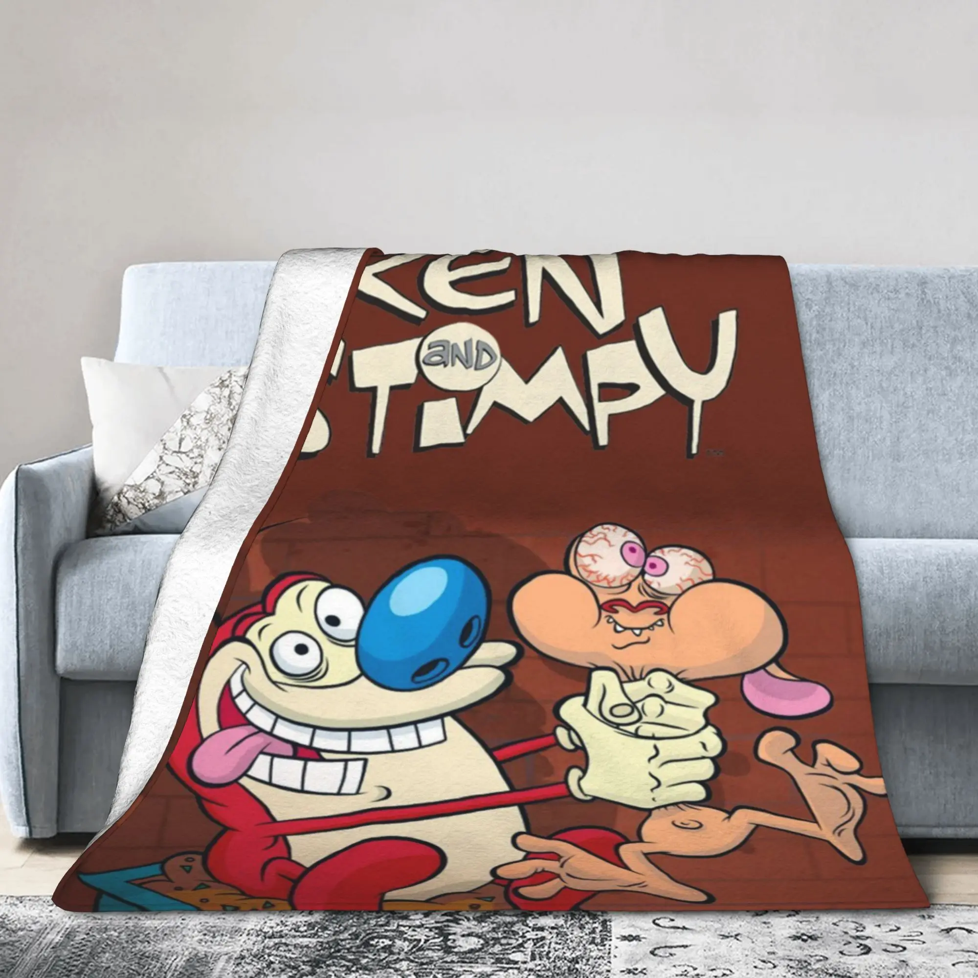  Duo Rucksack Ren & Stimpy  Stuff Blankets Ultra-Soft Fleece  Throw Blankets Relax Rug Piece