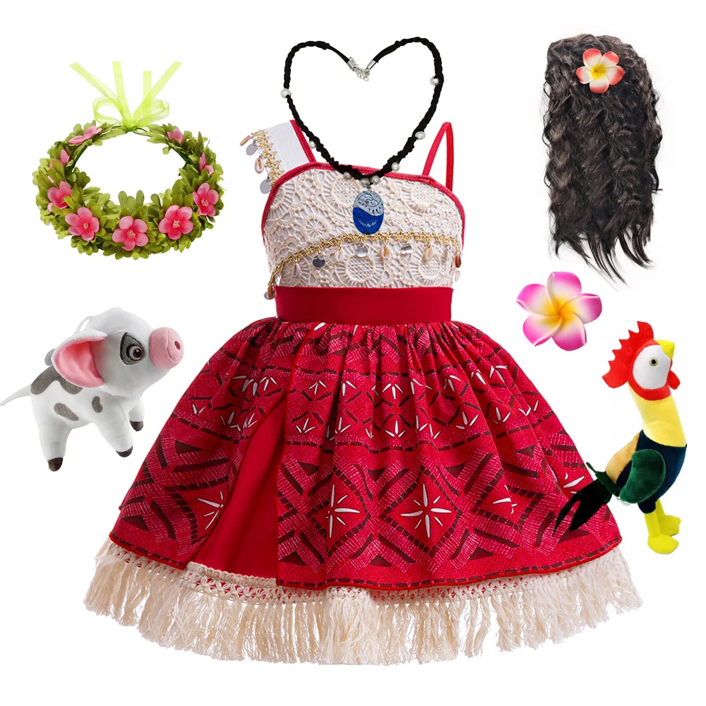 Moana Dress Girls Princess Costumes Kids Dress Up Carnival Party Ocean Adventure Costume Kids Halloween Fancy Clothes Outfit