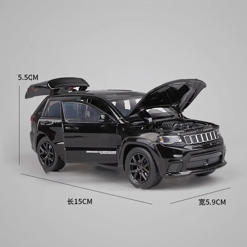 1:32 Jeeps Grand Cherokee aluminiowy Model samochodu Diecast imitacja metalu zabawka pojazd terenowy Model dźwięk i światło zabawki dla dzieci