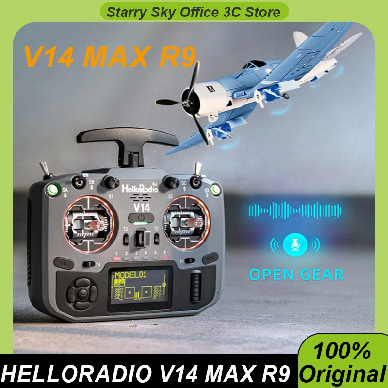 HelloRadio V14 MAX R9 Remote Controller HD OLED Display Screen AI Voice Assistant Radio Safeguard FPV Remote Controller Accessy