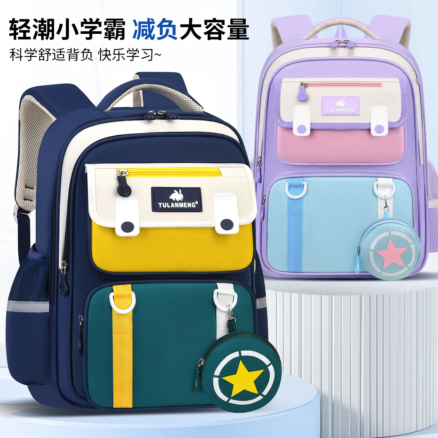 Ergonomic Backpack for Kids,School Travel Bag with Breathable Lumbar Support & Comfortable Shoulder Straps for Boys Girls