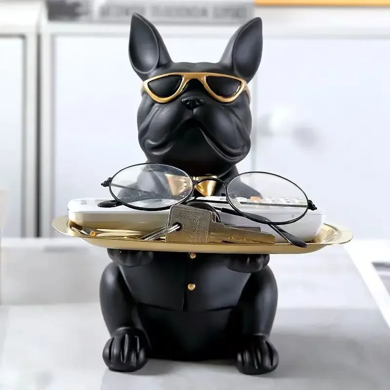 Multi Functional Bulldog Tray Animal Statue Creative Ornament Living Room Bedroom Miscellaneous