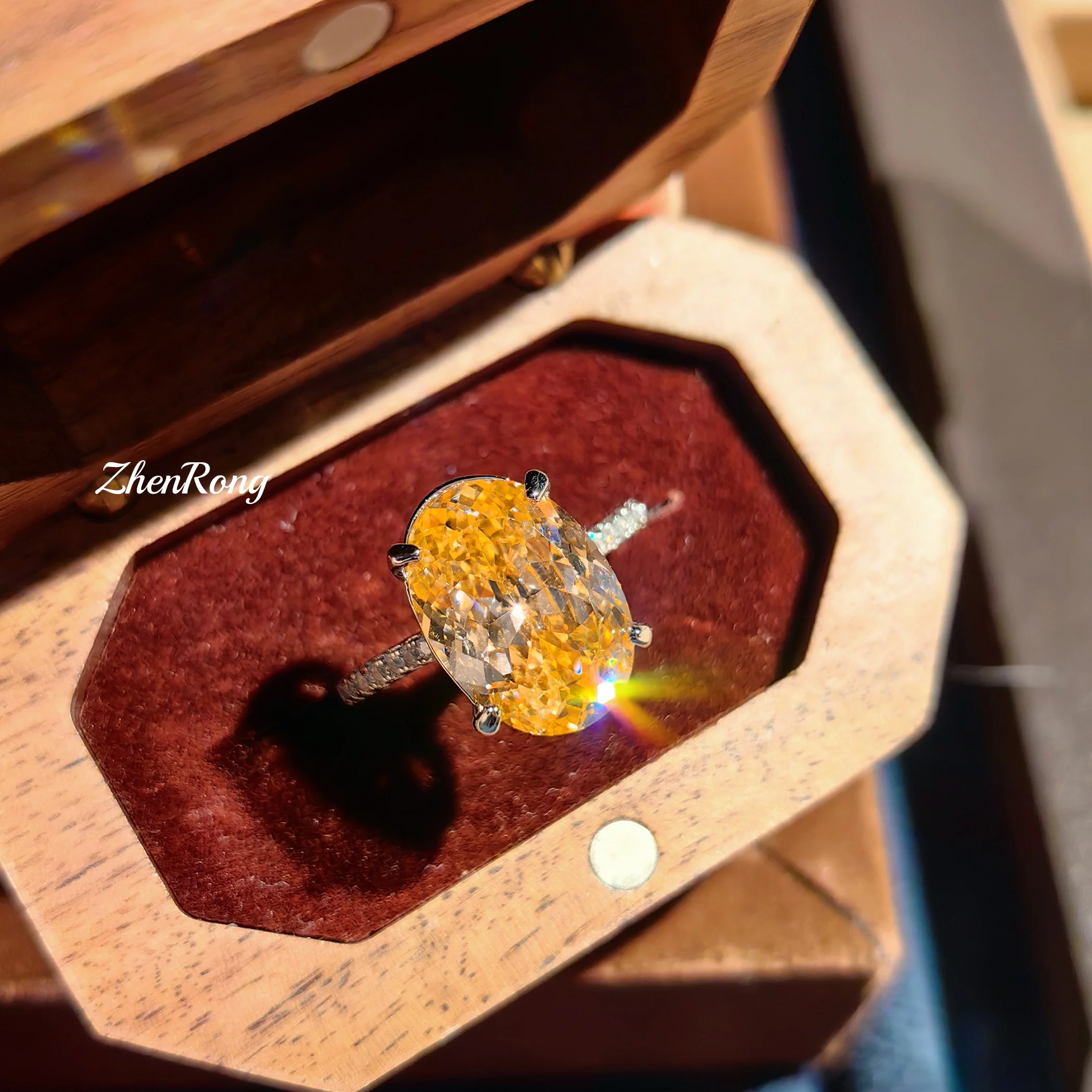 

Elegant and exquisite ice flower cut Papalacha zircon ring, pigeon egg colorful treasure banquet accessories