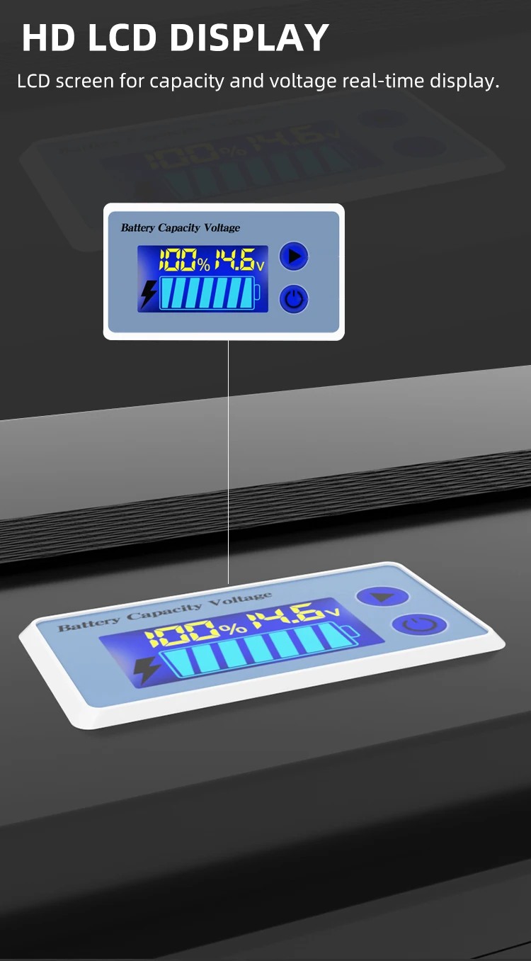 Batteria 12 v100ah LiFePO4 custodia in Gel ABS di piccole dimensioni ciclo profondo 4000 volte, BMS integrato, Display LED HD per eliche Marine