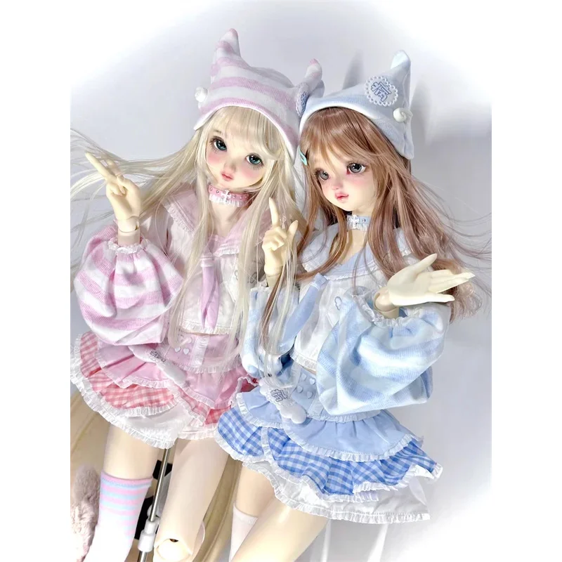 

Сине-розовая одежда для кукол BJD для 1/3 1/4 1/6, юбка для куклы, наряд, аксессуары для одежды, подарок «сделай сам» (без куклы)