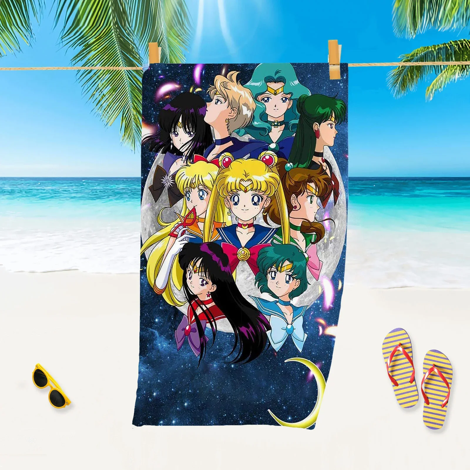 Toallas de baño Sailor Moon Princess Pretty Girl, toalla de microfibra para playa y natación, decoración para adultos y niños, regalo de 75x150cm