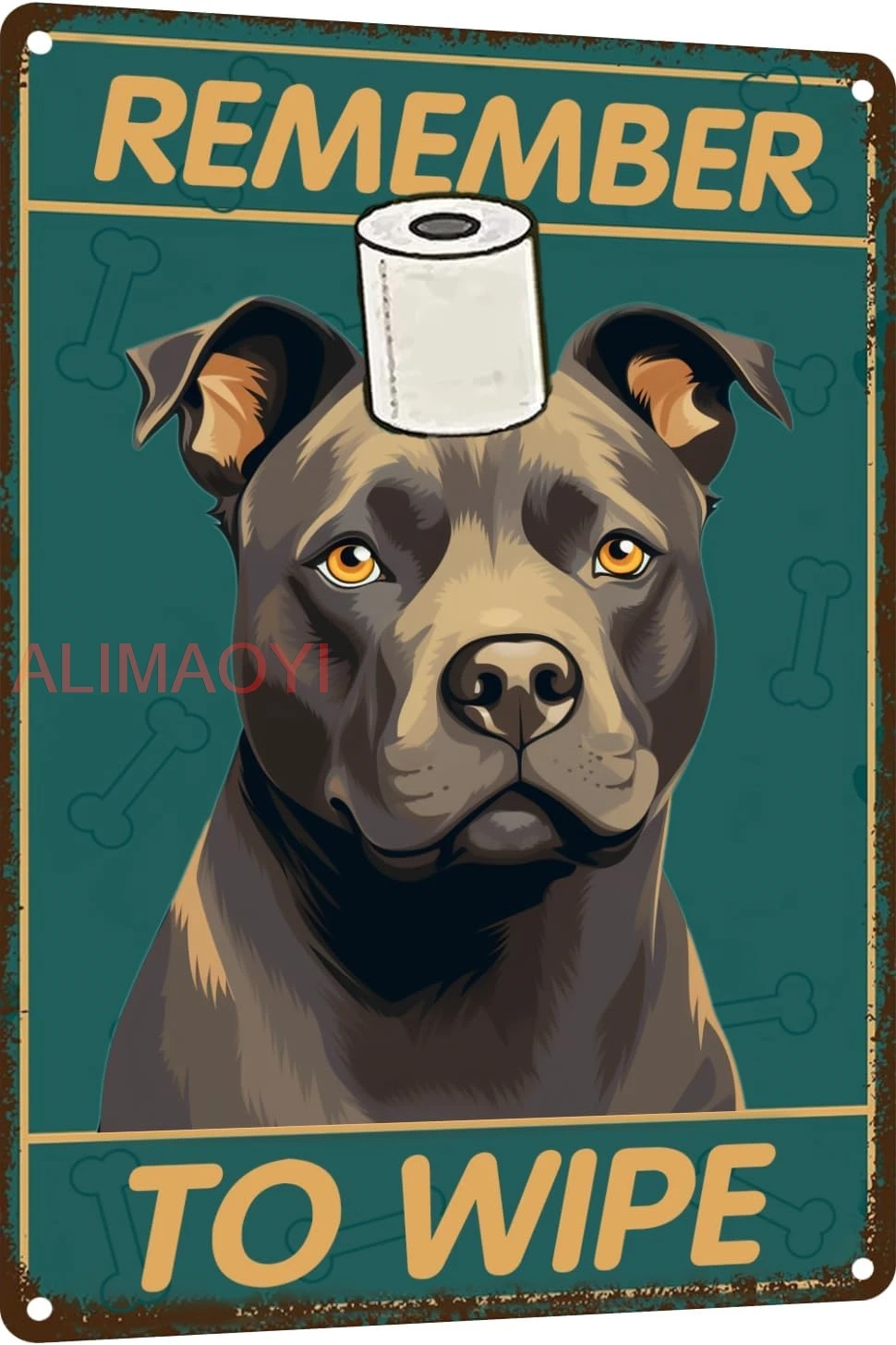 Staffordshire Bull Terrier Bathroom Wall Decor Dog Signs Metal Tin Sign - Remember to Wipe Bathroom Decor - 12x8 Inches Decor