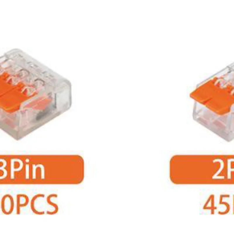 90 Pcs Electrical Quick Connectors, DIY Cable Connection Tool Kit (24-12 Awg), 2/3/5 Port Plug-In Electrical Connectors