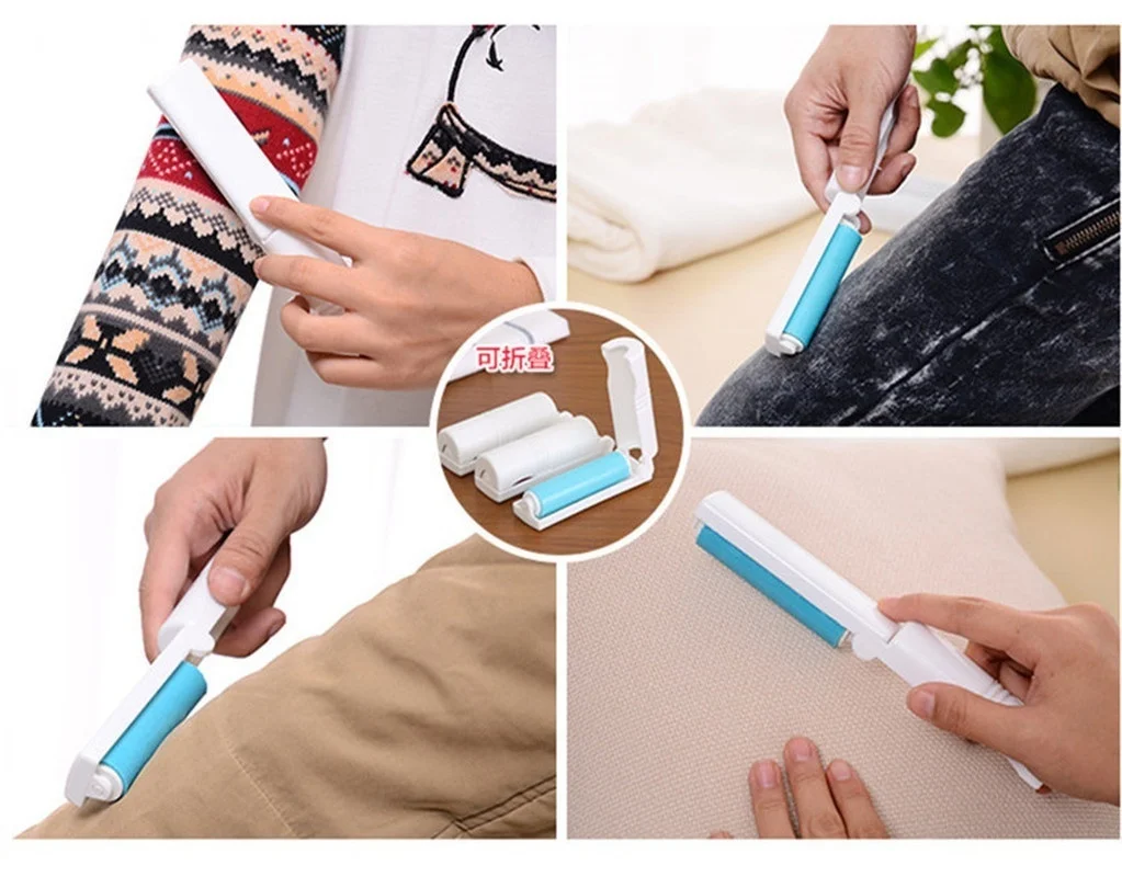 Sticky Portable Clothes Lint Roller with Cover Washable Dust for Wool Sheets Fluff Pet Hair Cleaning Tools Home