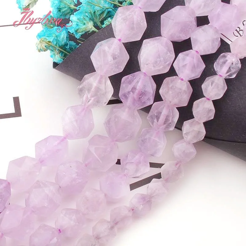 Natural Faceted Square Amethyst Jade Stone Beads For Necklace Bracelets Jewelry Making Strand 15