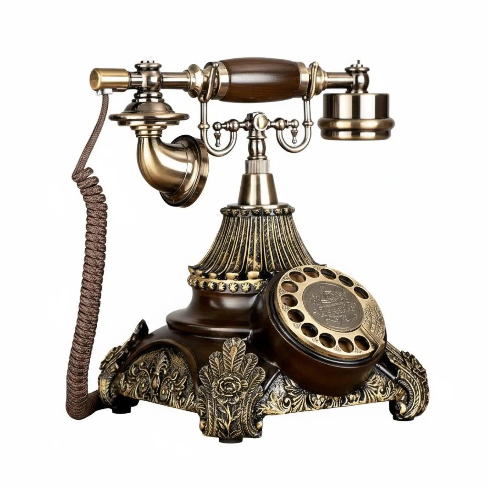 Vintage Phone Ornate Corded Rotary Telephone European-Influenced Antique