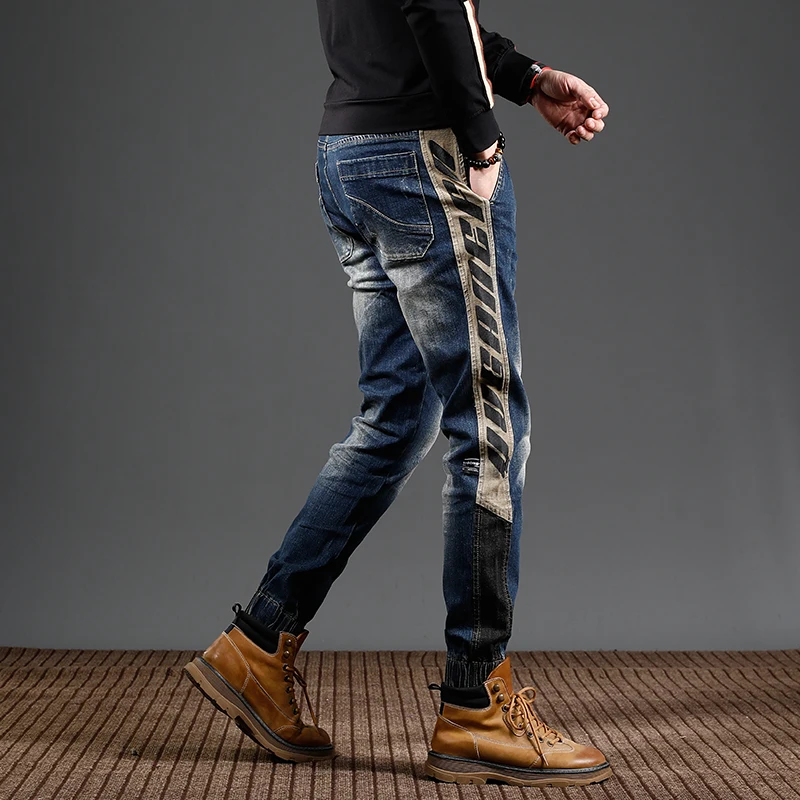 

Модные мужские джинсы: новинка весны, свободные брюки-харланы из вельвета с эластичным поясом, повседневные прямые брюки со средней посадкой, износостойкие