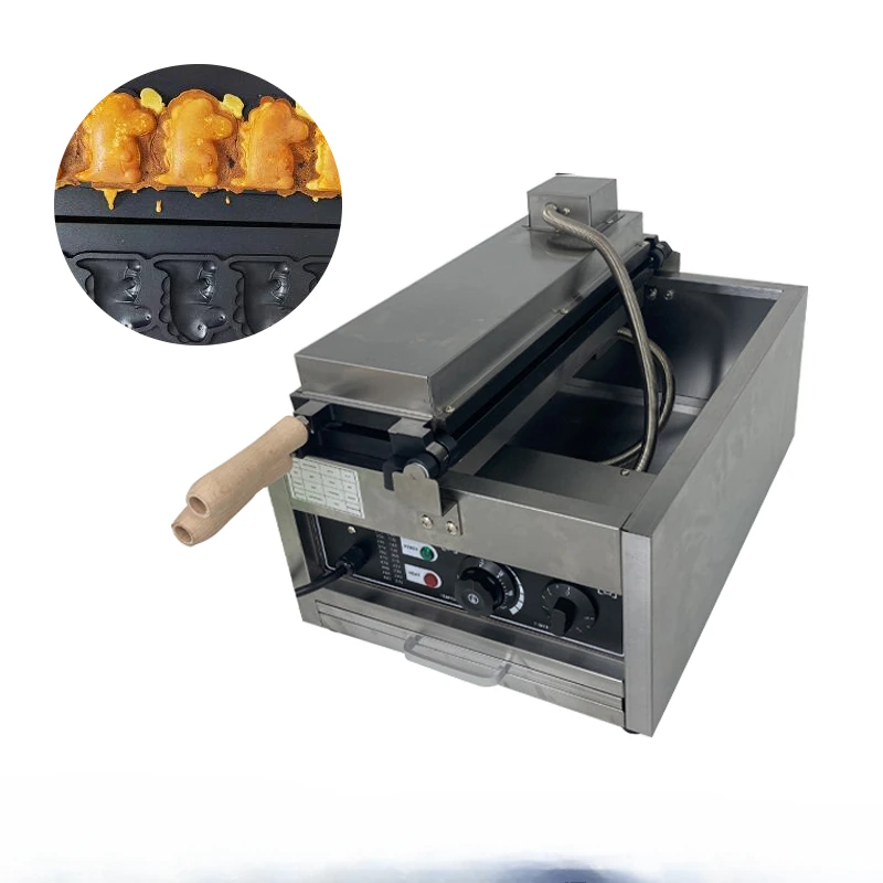 For 3000W Commercial Dinosaur Mini Waffle Makers Snack Machines With 6pcs Lovely Animals Shape Waffles