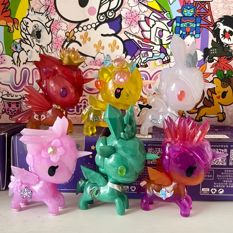 New In Stock Tokidoki Unicorn Blind Box Figure Diamond Malachite Pink Rose Quartz Topaz Crystal Decor Collectible Art Toy