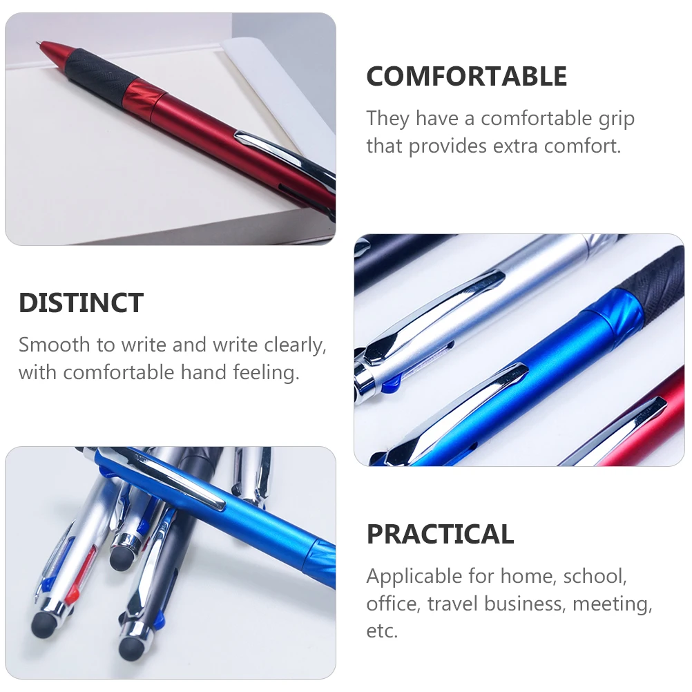 

4 pcs Stylus Pens Comfortable Conference Pens Grip 3Color Writing Portable Meeting Office School Travel Business