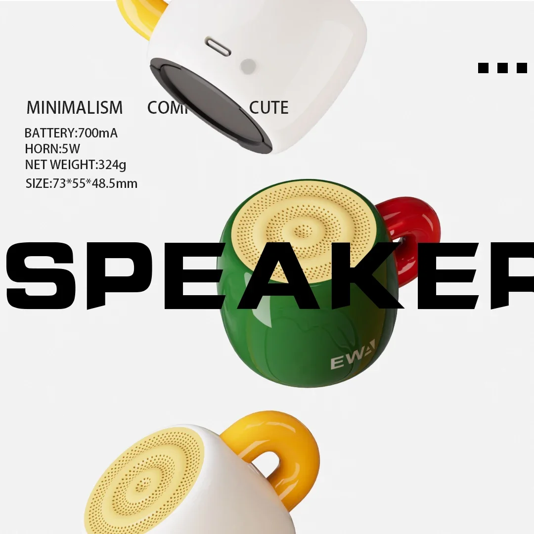 EWA A163 مكبر صوت بلوتوث لاسلكي صغير 5.4 صوت جهير، مكبر صوت عالي 5 وات، مكبر صوت معدني محمول مشغل MP3 700 مللي أمبير في الساعة صوت HiFi