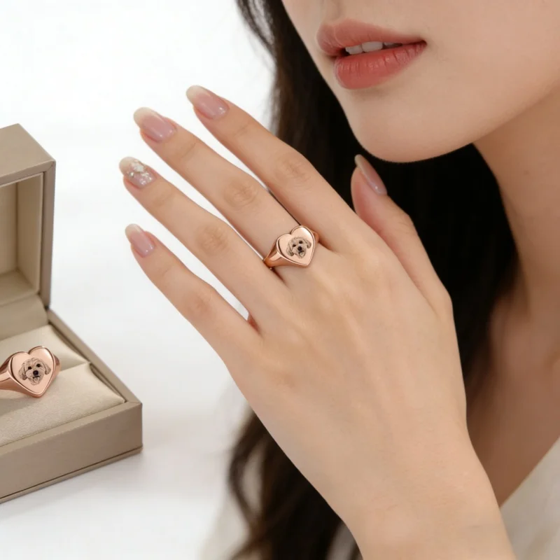 

Personalized Stainless Steel Carving Pet Or Text Ring Jewelry Couple Name Girlfriend Wife Gift Souvenir