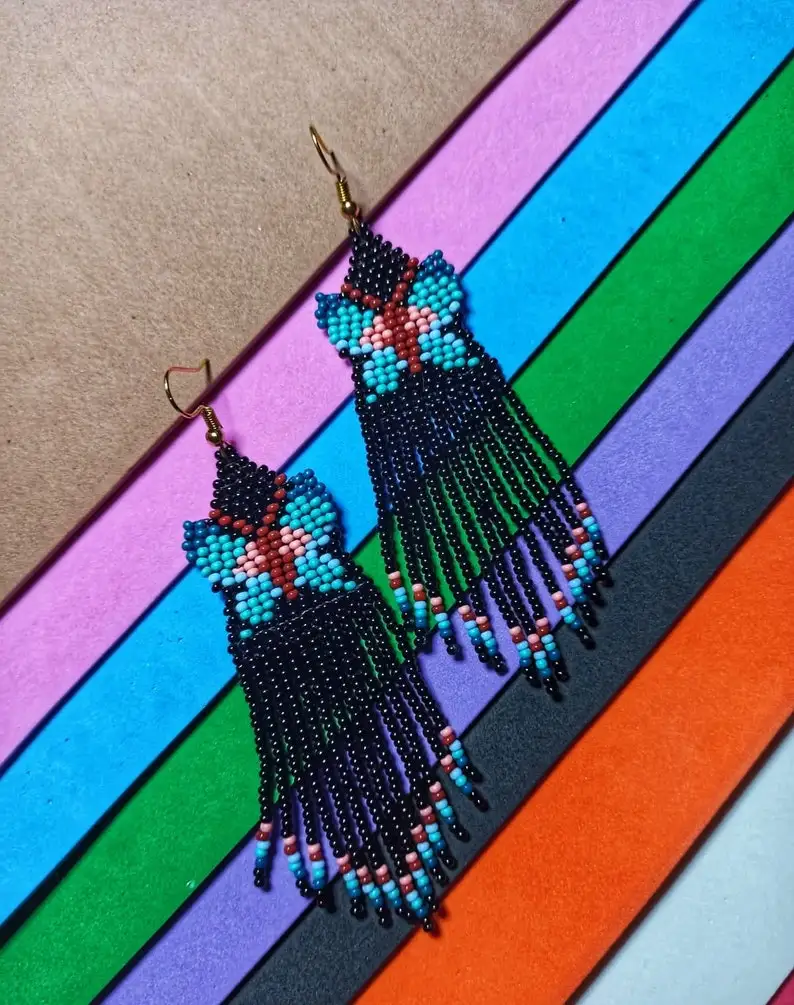 

ZGMXR серьги из рисовых бусин, оригинальные серьги-бабочки ручной работы с кисточками, модные женские красочные богемные простые серьги из сплава с бисером