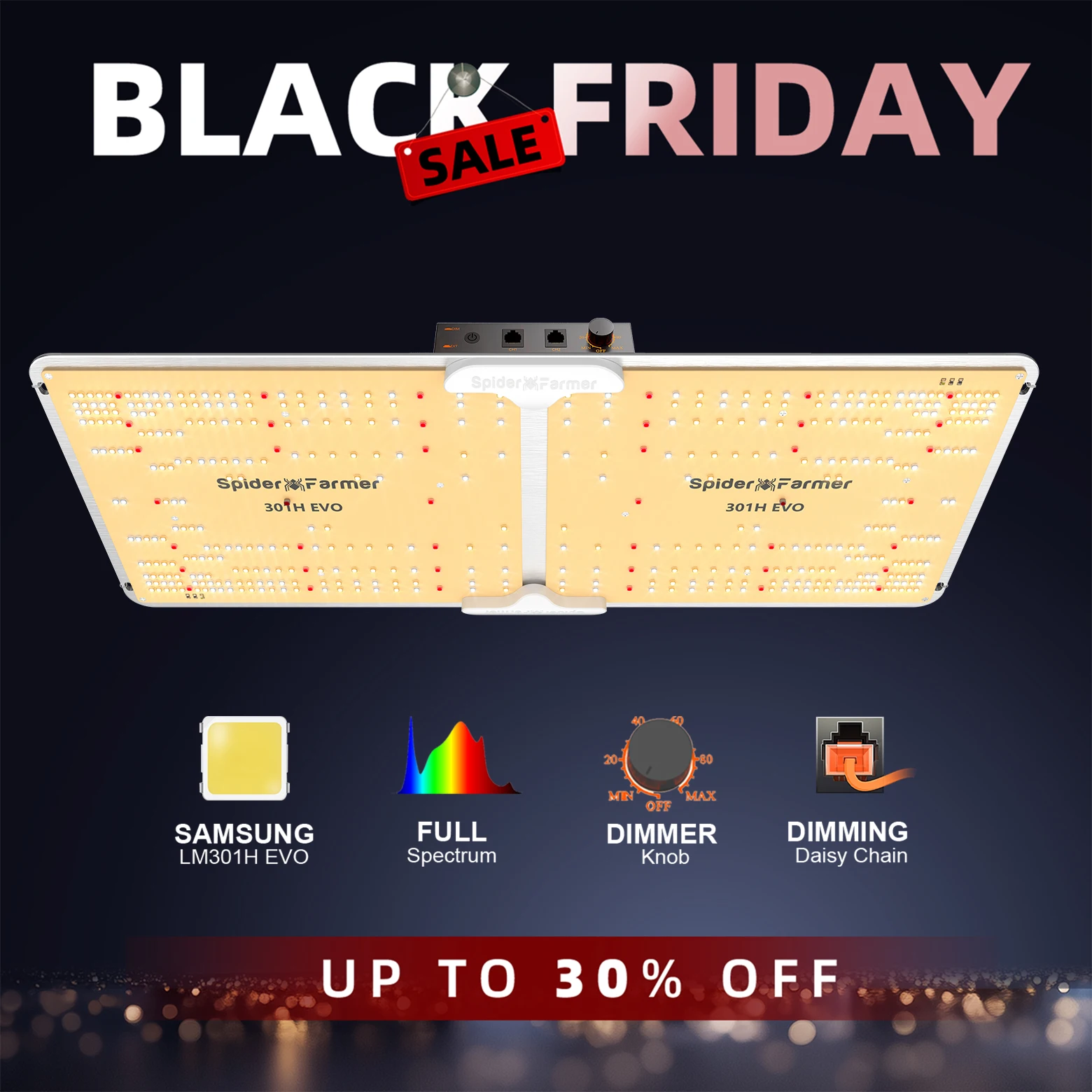 

Spider Farmer SF2000EVO LED Grow Light with Dimmable Driver Smart APP Control for Plants Hydroponics Grow Kits