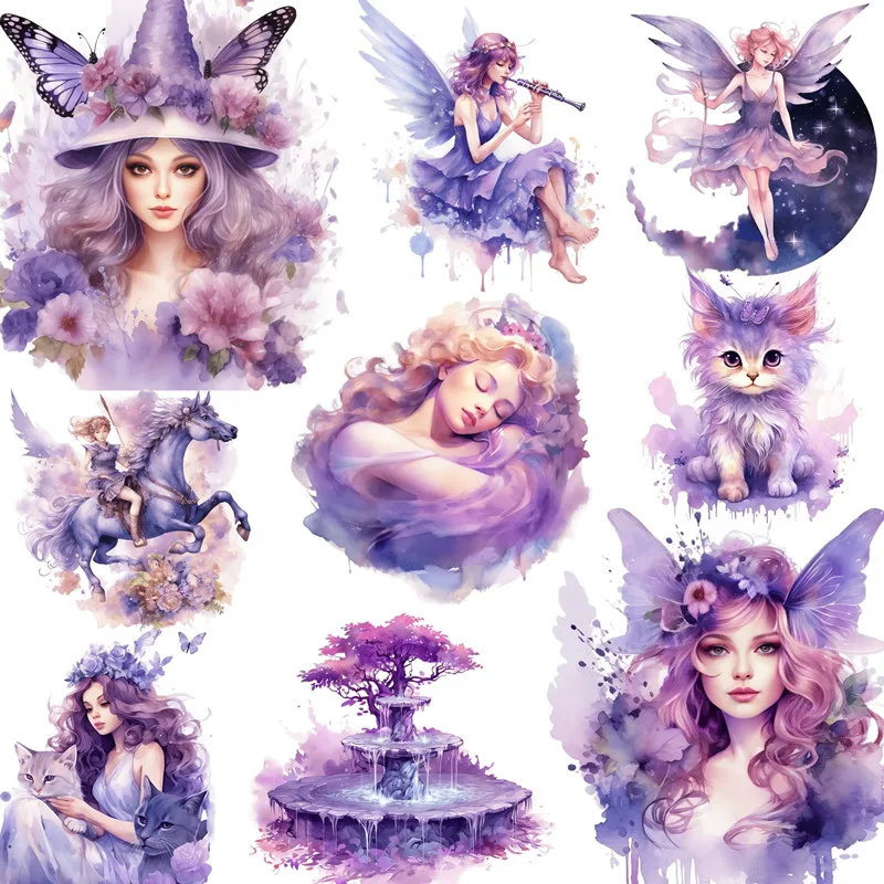 12Pcs/Pack Purple Dream Princess Sticker DIY Craft Scrapbooking Album Junk Journal Decorative Stickers