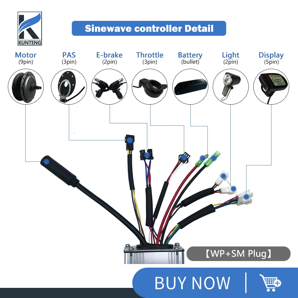 Electric Bicycle KT Ebike Sinewave Controller 36V48V 15A17A22A25A30A With LCD Display LCD3 LCD4 LCD5 LCD8H KT Ebike Accessories