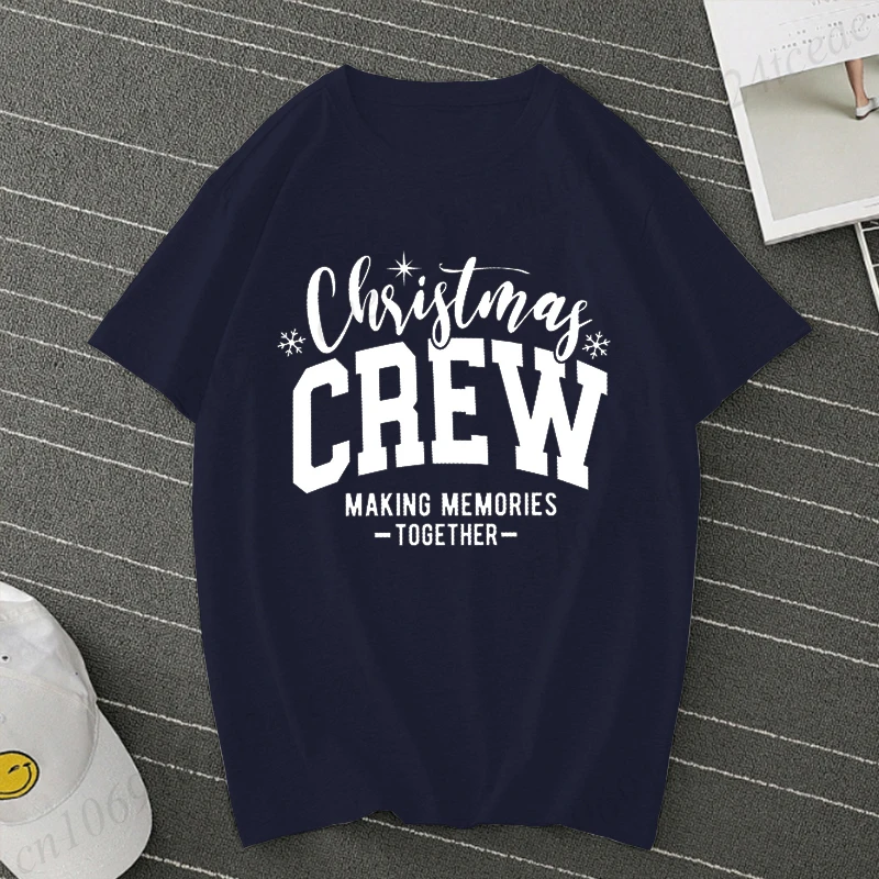 Women T-Shirt Christmas Crew 2025 Print Tops, Making Memories Together Tee,Unisex Fun Family Couple Matching Christma Shirts