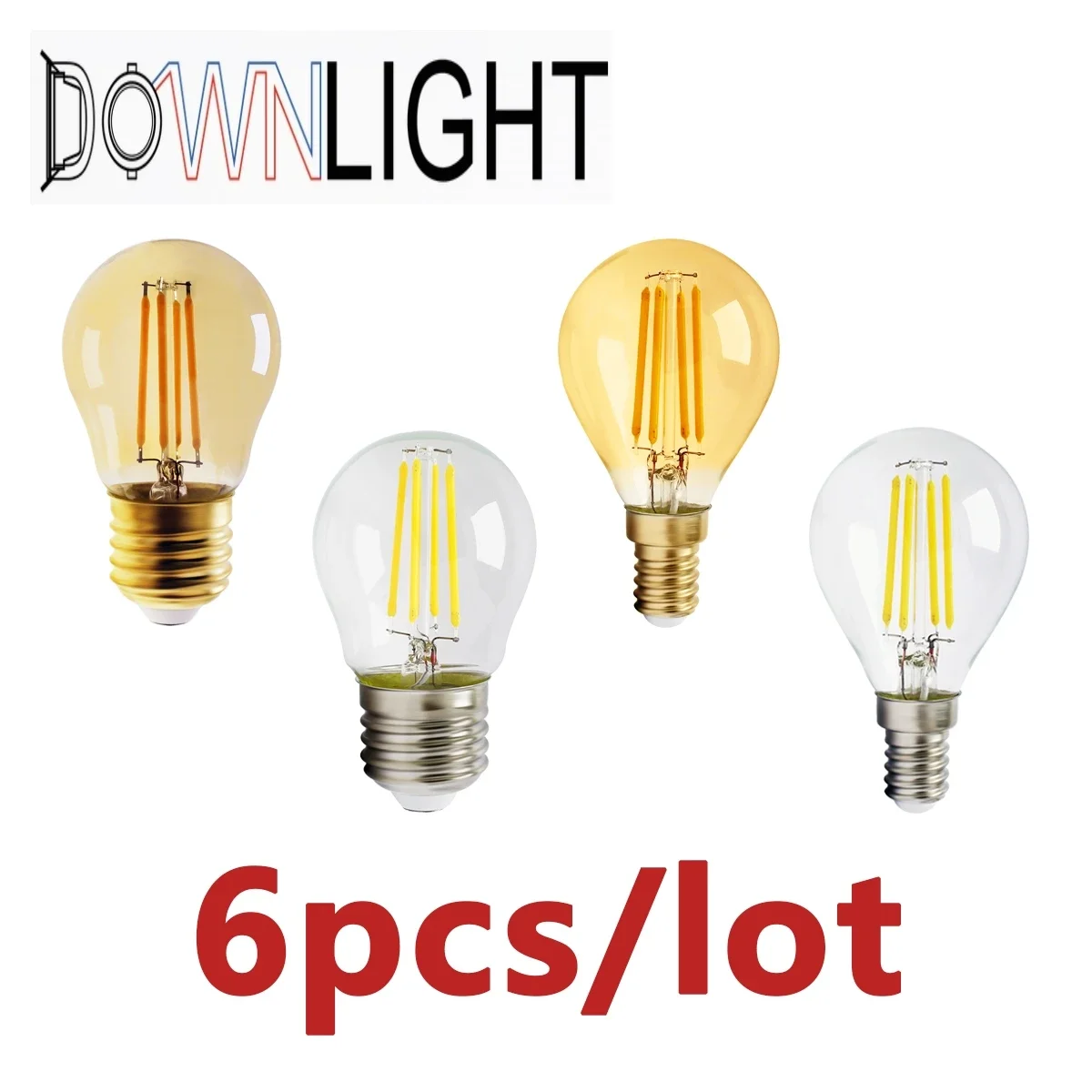 

Flash Deals G45 4w Retro Edison Filament Bulb E14 E27 Bombillas 220v Vintage Lamp 6pcs/lot Gold Clear Glass Inner Decoration