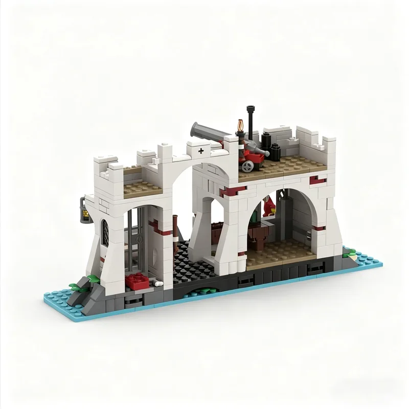 553pcs MOC Lagoon Lock Remake Pirates Model Building Blocks Architecture Creative Idea Education Toys Festival Gifts Brick