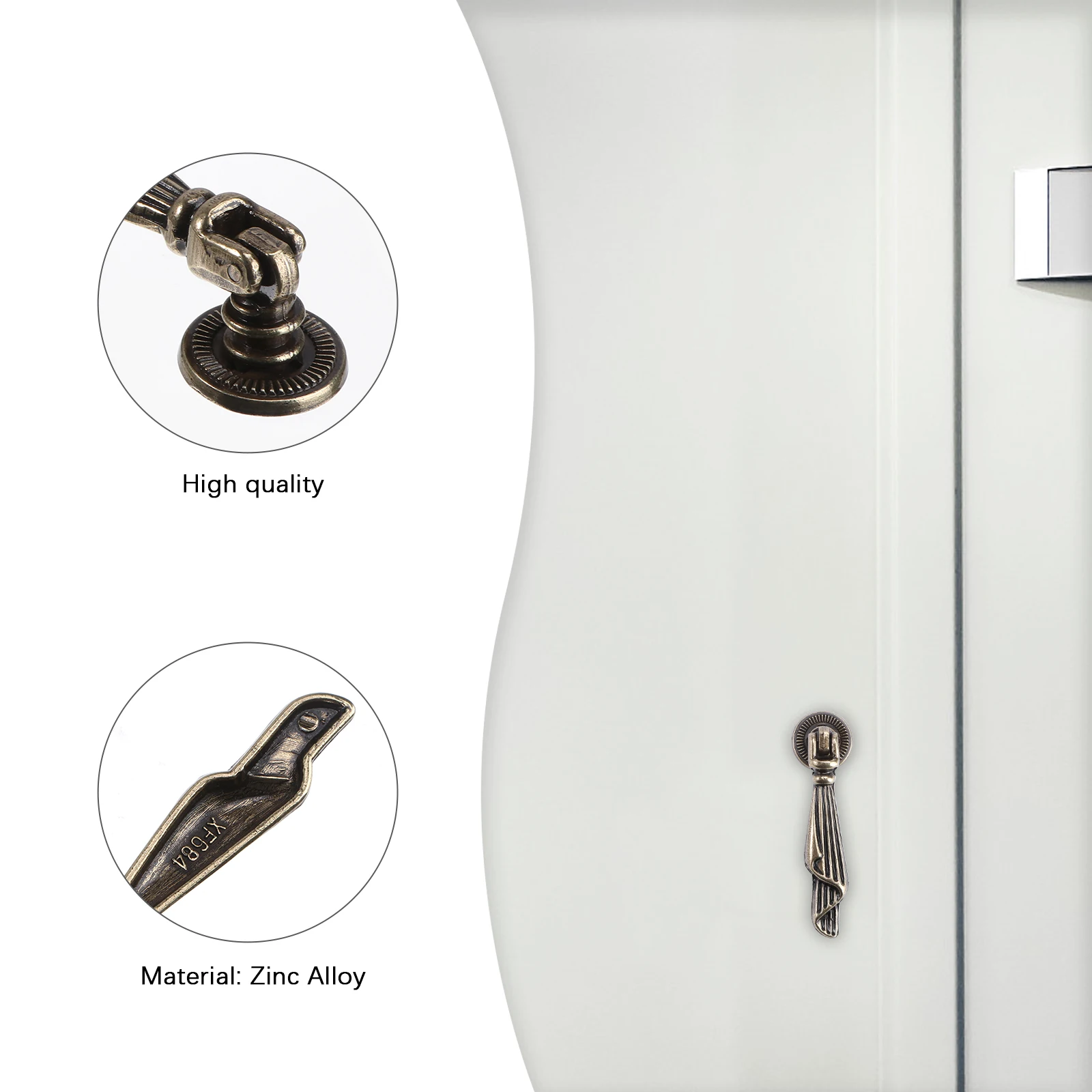 

4pcs Alloy Retro Wardrobe Pull H Pull Ring les Smooth Edge Furniture Knob Decorative Door H Cabinet Hardware