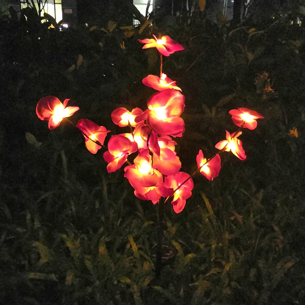 

2pcs Orchid Light Outdoor Flower Garden Stake Decorative Lights For Walkway Backyard Lawn Pathway Christmas Decoration Pink