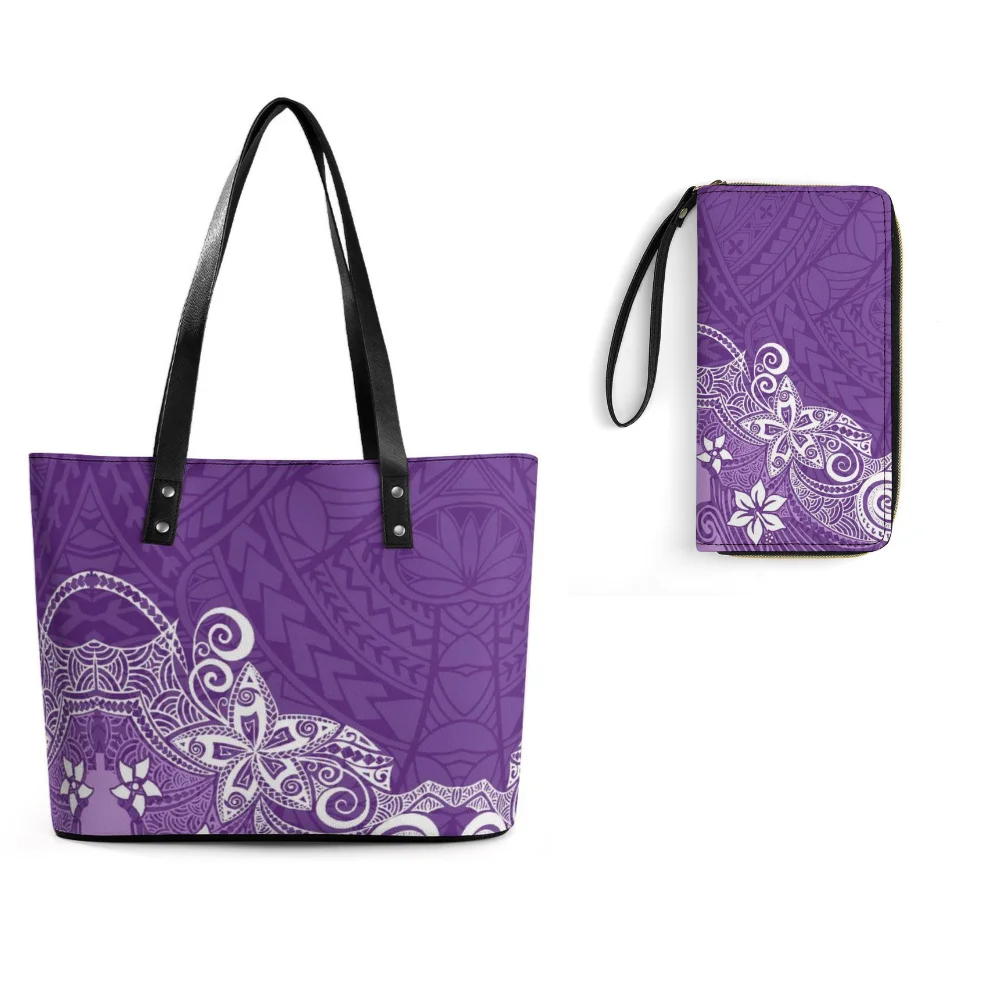 

Custom Spring/Summer Classic Handbag And Purse Combo With Samoan Tribal Pattern Tote Bag New Color Fun Shoulder Bag Polynesian