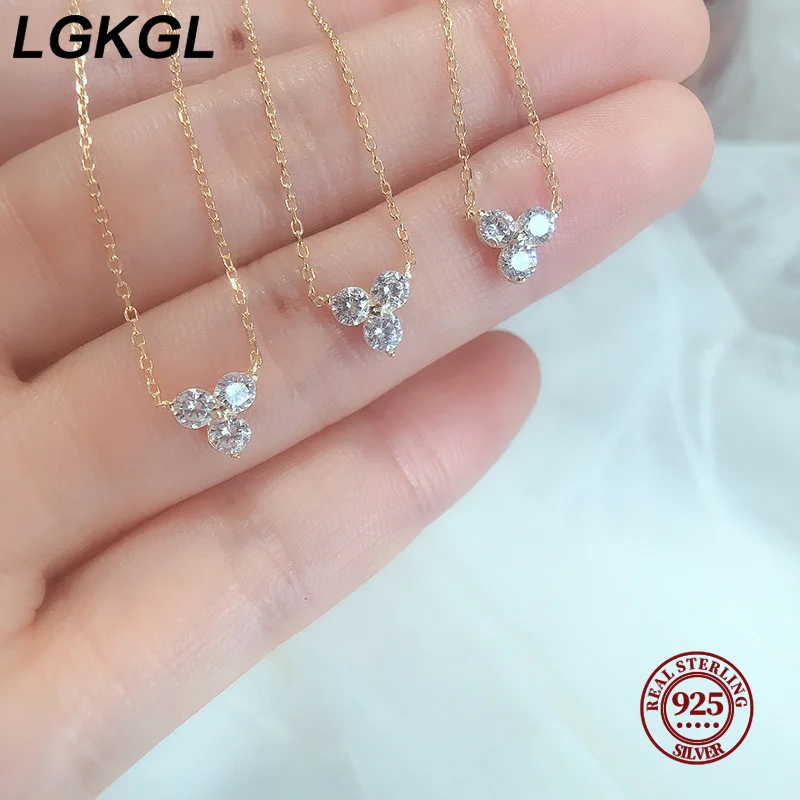 LGKGL Japanese 925 sterling silver necklace for women, triangular design, high-end minimalist style, versatile 14k gold plated