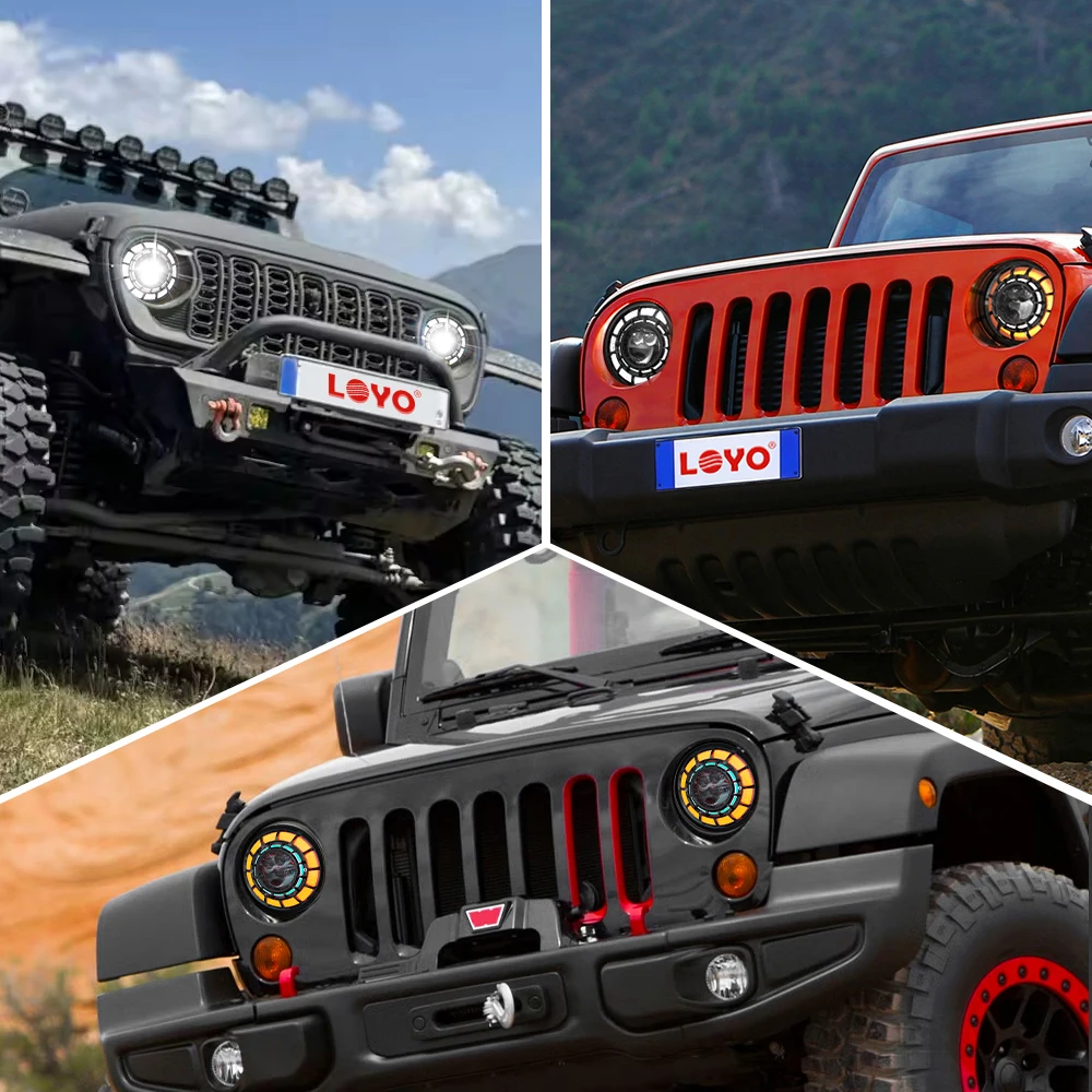 DOT DRL 7 Zoll runder, versiegelter Faros-LED-Scheinwerfer mit Hi-Lo-Beam-Blinker, Arbeitsscheinwerfer für Jeep Wrangler Cherokee XJ YJ MJ JK