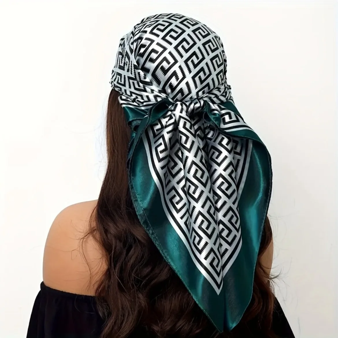

4-Pack Women'S Headscarves, Black Square Print with Golden Trim Zebra Design, Elegant Hair Accessories for Daily Wear