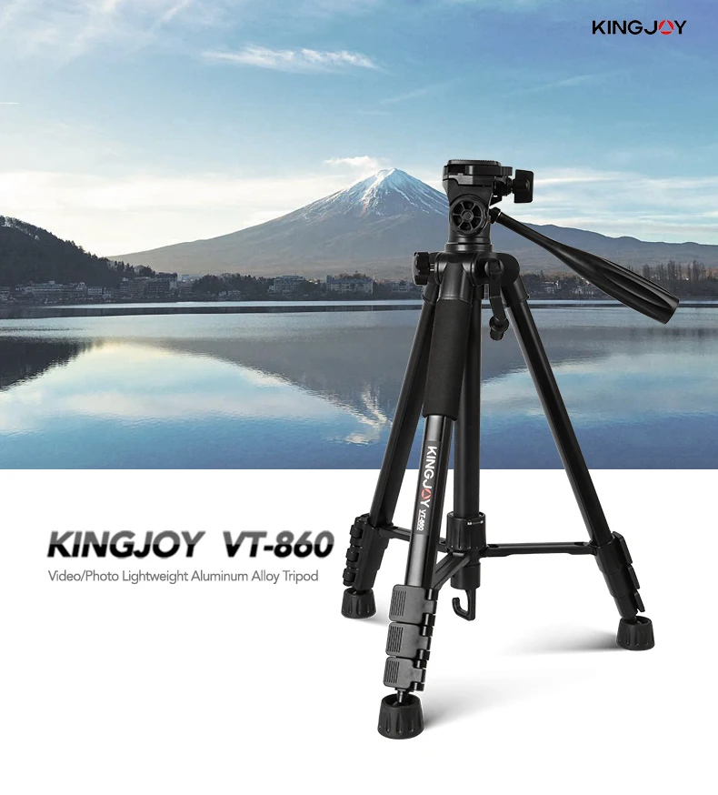 

KINGJOY Portable Aluminum Portable Tripod 3D head 1/4'' Screw Hole 58" 147cm for Smartphones/Camera/Video With Phone Stand