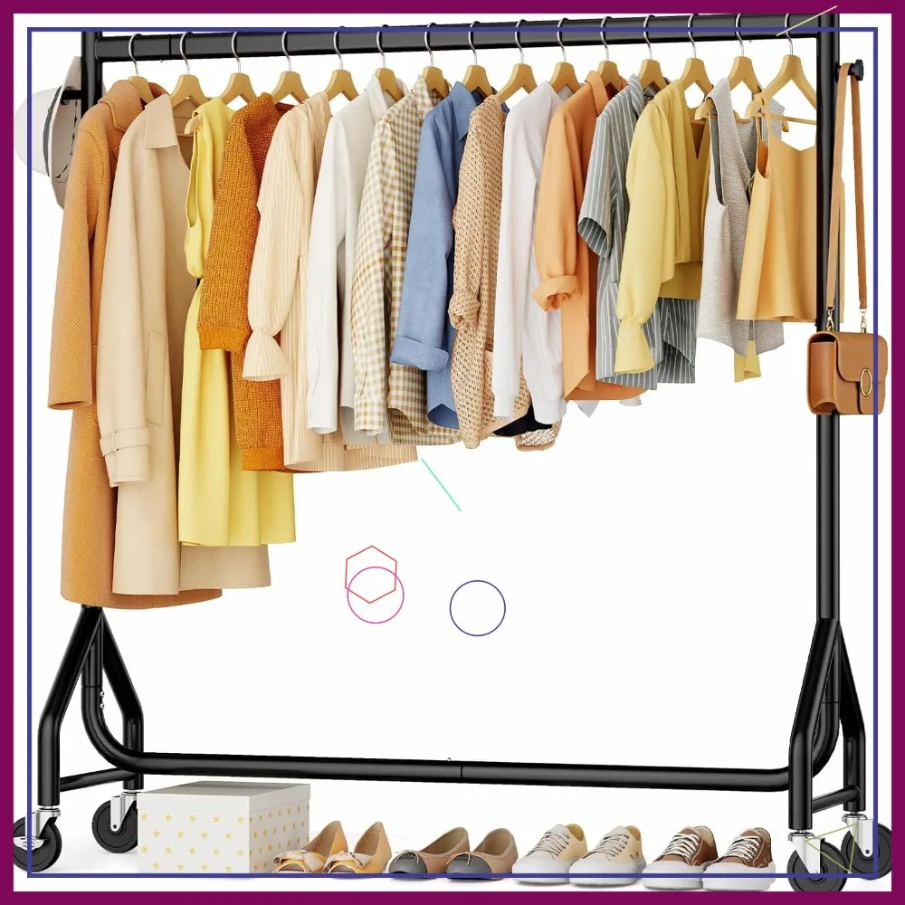 

Heavy Duty Rolling Clothes Rack with Wheels, 420 LBS Capacity, Portable Metal Garment Rack Black 48 inches