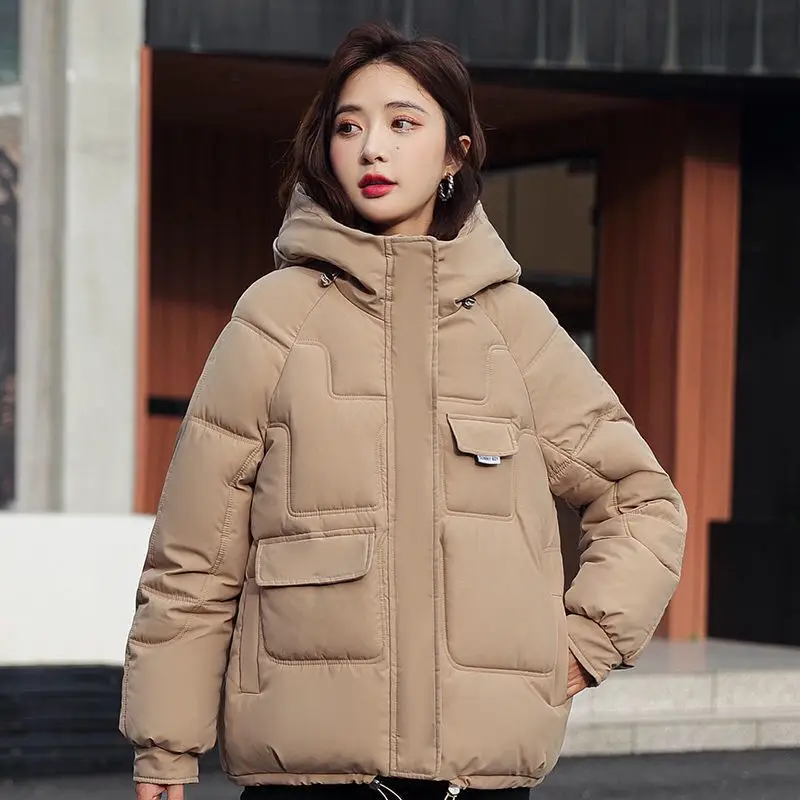 New Fashion INS Black Bisic Hoodie Coat Women Winter Clothes Female Ladies Casual Beautiful Warm Puffer Jacket Woman Outerwear