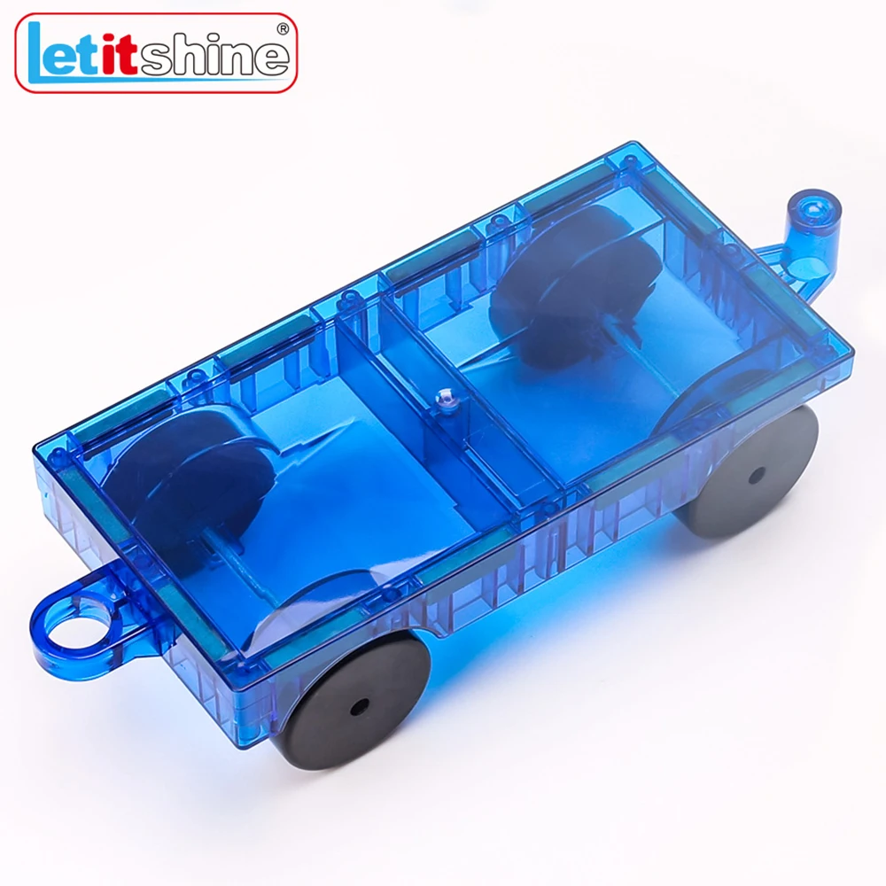 Letitshine 2Pcs Magnetic Tiles Cars Toys Magnet Building Blocks Montessori Education Vehicle Wheel Train Truck Model Accessories